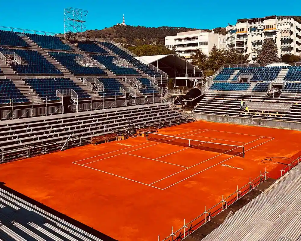 montaje pista de tenis torneo conde godo